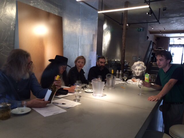 TheYBFs's tweet photo. First up is Alex with his @CrowdedHive mead #AlcoholJudging #DeepInThought https://t.co/1AnbDgaRki