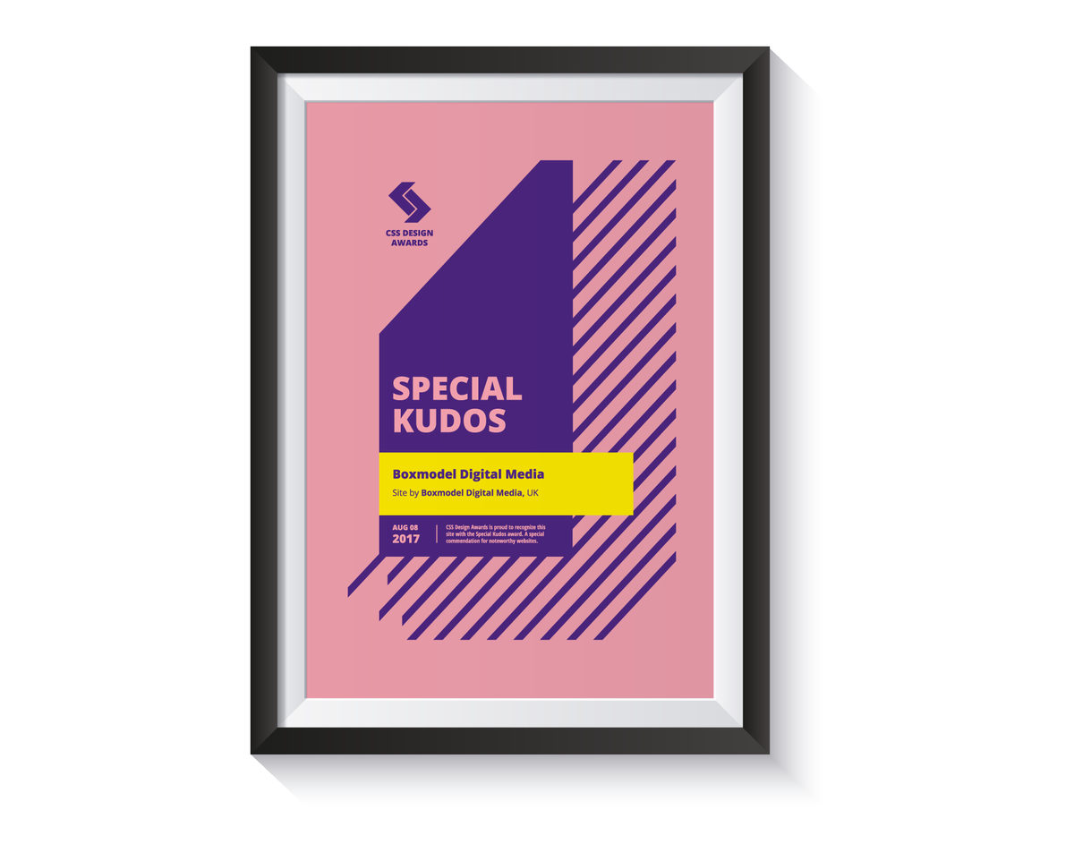 BoxmodelDigital's tweet image. @BoxmodelDigital have received a #SpecialKudos award for our brand new website. Thanks, @cssdesignawards.