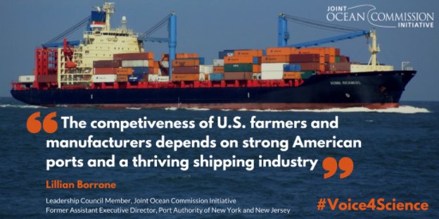 .@JointOceanCI's Lillian Borrone says #ports & #shipping underpin our economy & depend on science. #Voice4Science goo.gl/5ZYrqQ