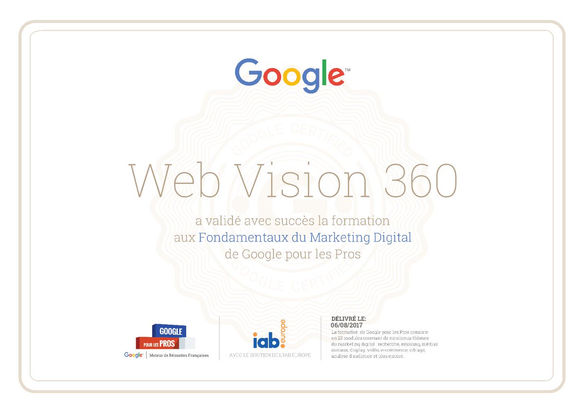WebVision360's tweet photo. Pour mieux vous accompagner, nous élargissons nos connaissances. En savoir plus : https://t.co/vM8AP1z5jU #digital #google #certification https://t.co/fjRyjTZXKv
