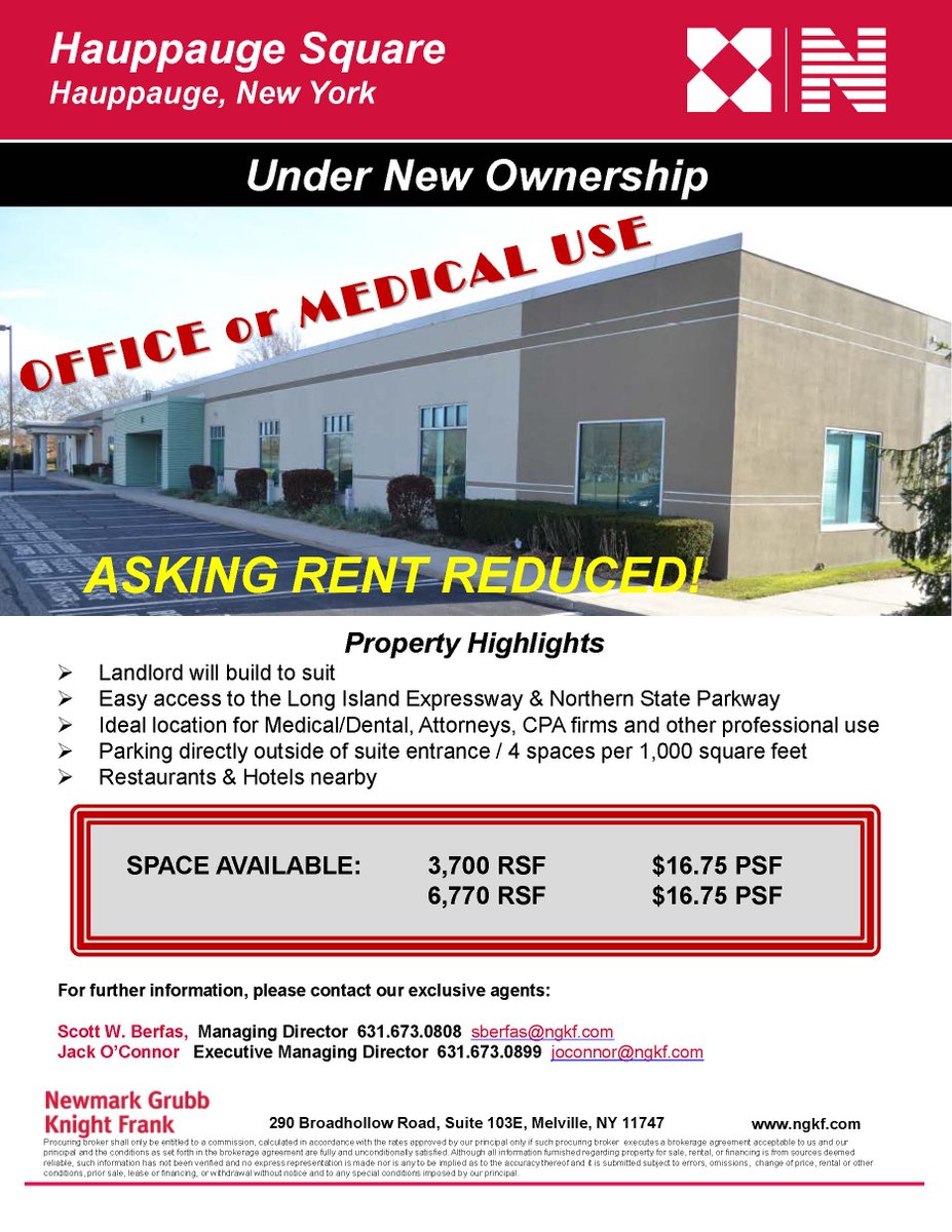 LongIslandCRE's tweet image. Price Reduction - Hauppauge Square, NY - Office or Medical Use.  Contact Scott Berfas 631-673-0808 or sberfas@ngkf.com for details #LIBN#CRE