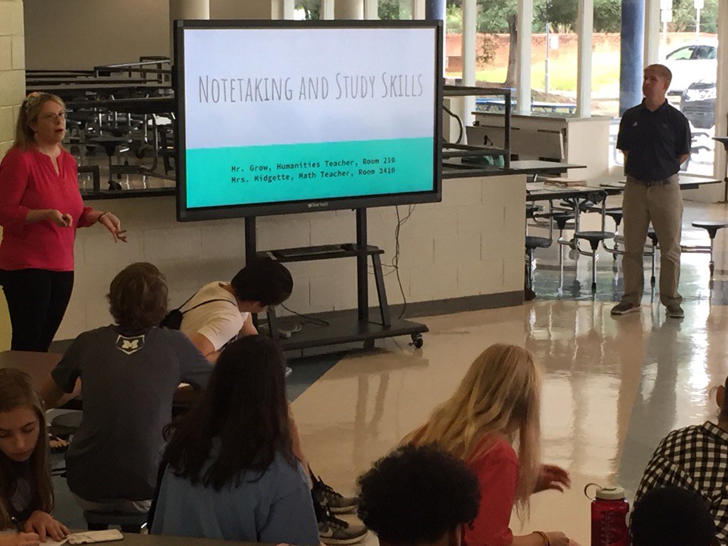 MHS teachers Ms. Midgette and Mr. Grow talk about note-taking strategies <a href="/millbrookmagnet/">Millbrook Magnet HS</a> Academic Boot Camp