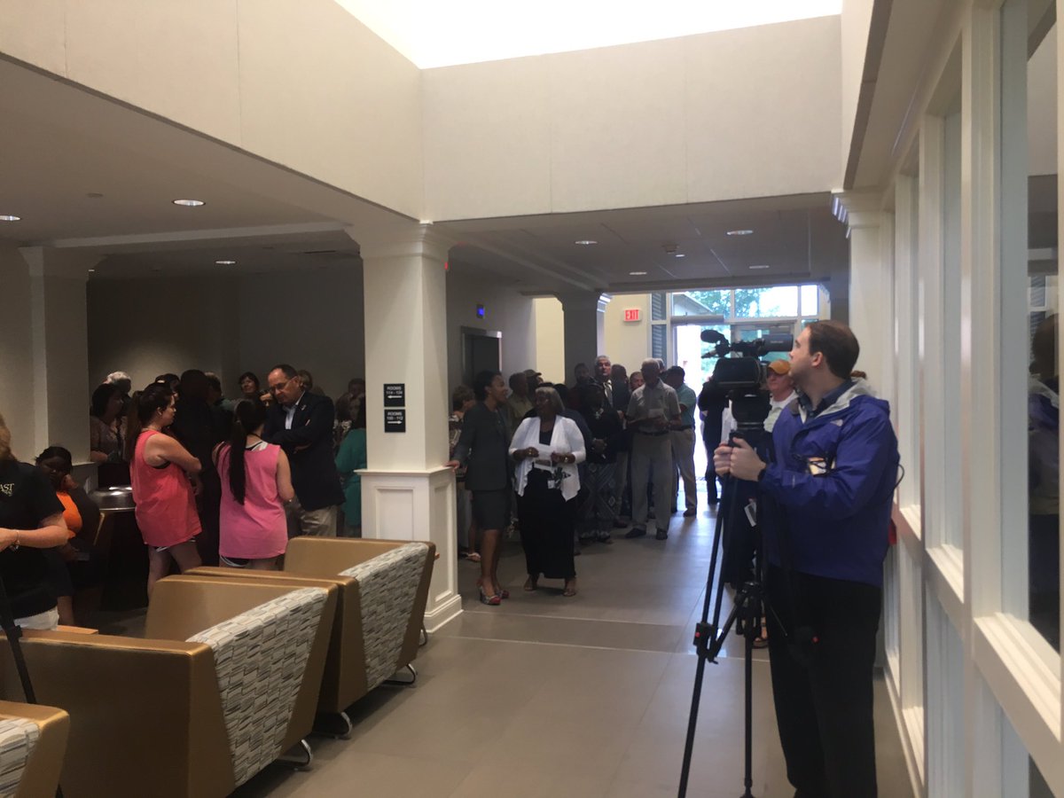 ECCC_MS's tweet photo. A large crowd has gathered today as ECCC cuts the ribbon on its new Women's Residence Hall. #ExcellenceWithClass https://t.co/bQYGdv8b7E