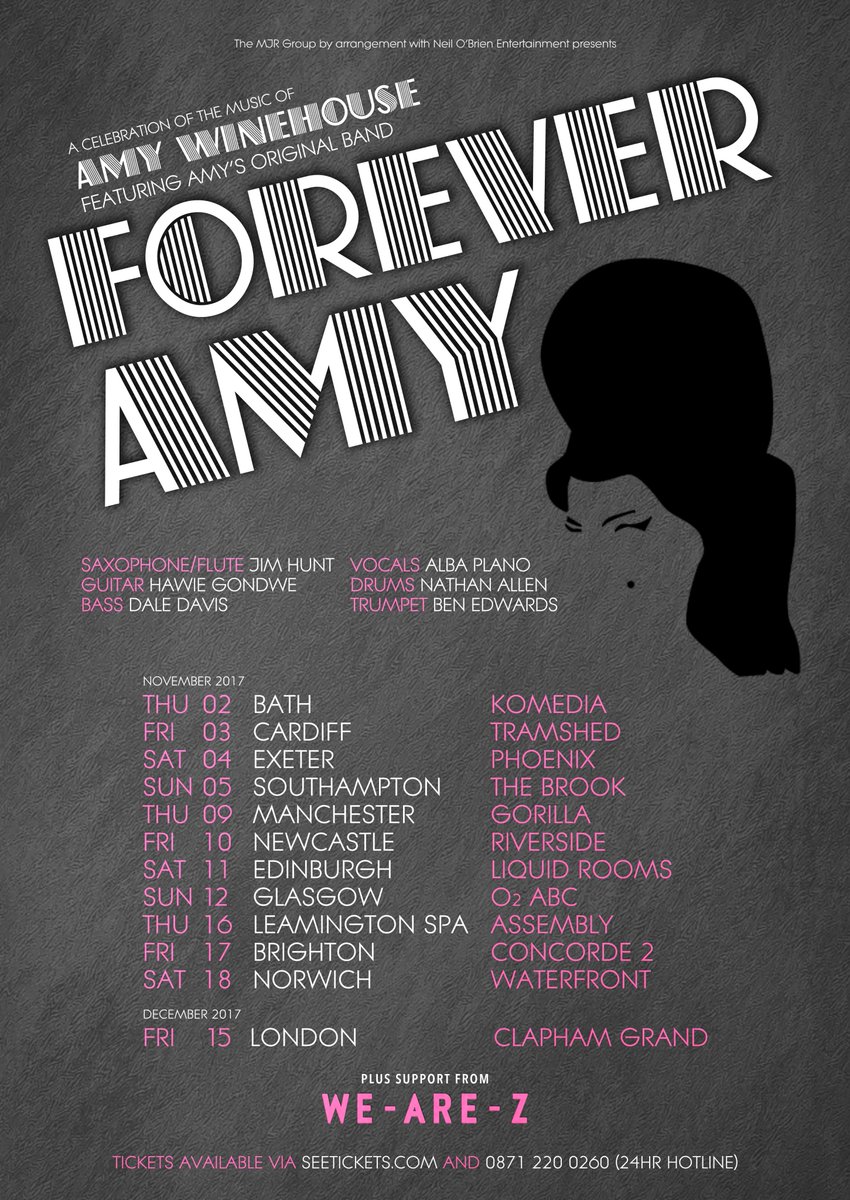 🖤 🍸 UK! <a href="/foreveramylive/">foreveramylive</a> is back on the road this autumn! 🍸 🖤
Support from <a href="/WeAreZmusic/">WE-ARE-Z</a> ! 🎷🎸🎹🎺
Get tickets here: foreveramy.seetickets.com