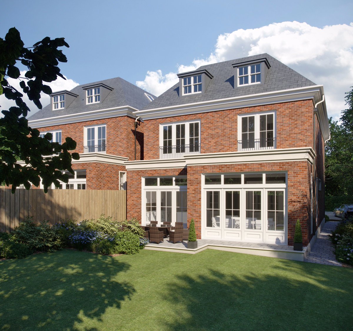 VisuVerum's tweet photo. The rear shot of our new Wimbledon project #propertydevelopment #property #wimbledon #design #build #luxury #homes #family #lanscape #cgi https://t.co/gRrA9tn0Ss