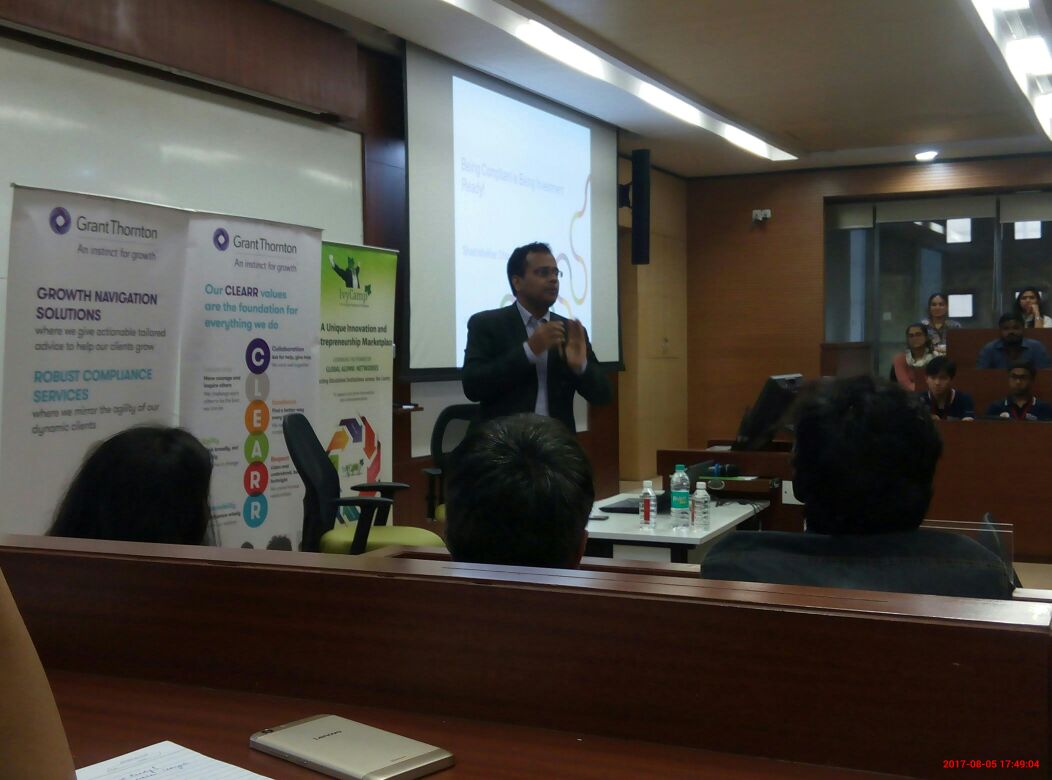 .<a href="/shashichaugule/">Shashishekhar</a> spoke on"Being #compliant is being #investment ready" <a href="/IIM_Bangalore/">IIM Bangalore</a> workshop organised by <a href="/IvyCampOfficial/">IvyCamp</a> on 05 August.