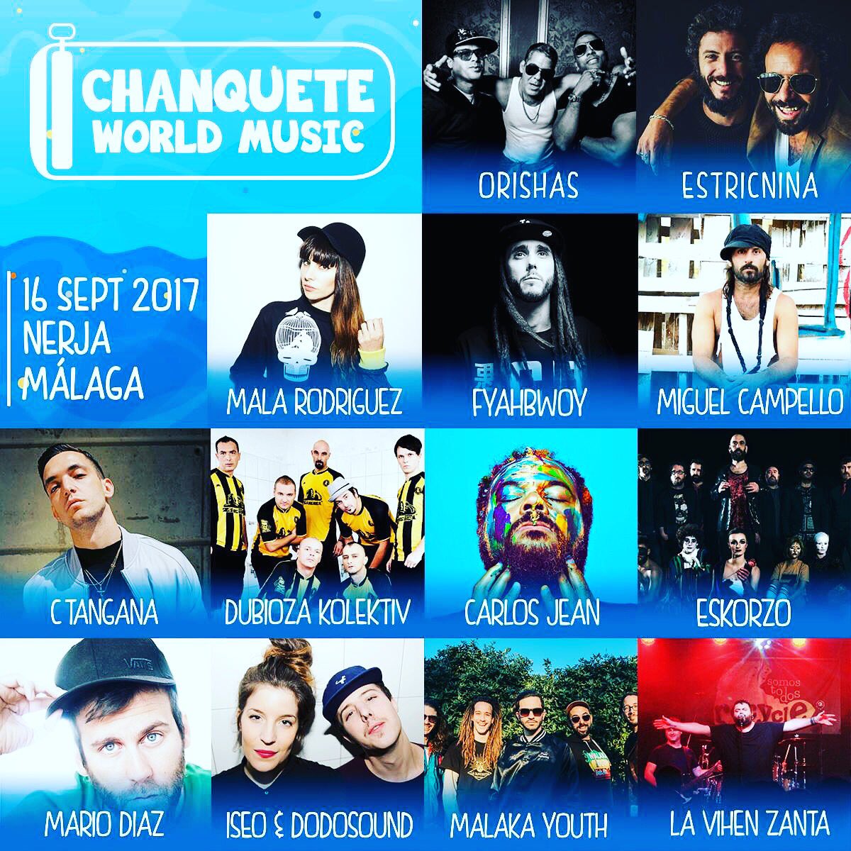 ChanqueteFest's tweet photo. Que poco falta para vivir el @ChanqueteFest con @orishasoficial @_Estricnina @malarodriguez @Fyahbwoy @miguelcampello_ @Eskorzo ☀🎶🐟🏖💃🐟🍻⛺️💥🚀 https://t.co/ZzkrBgXFmt