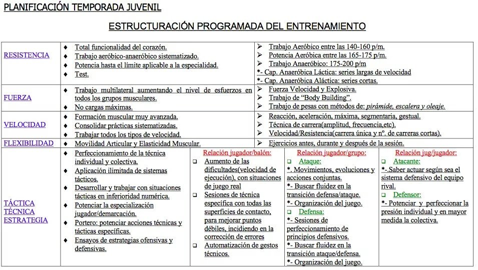 Creo que puede resultar de utilidad...
Planificaciones o posibles objetivos a trabajar en edad Alevín,Infantil,Cadete y Juvenil: