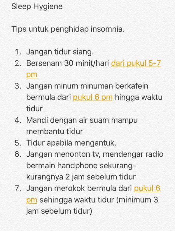 khairul_hafidz's tweet photo. Untuk mereka yang mengalami insomnia, boleh cuba tips ini, sleep hygiene.

Cc: @mhdzh_ 

#MedTweetMY https://t.co/DaNkdMjXSE