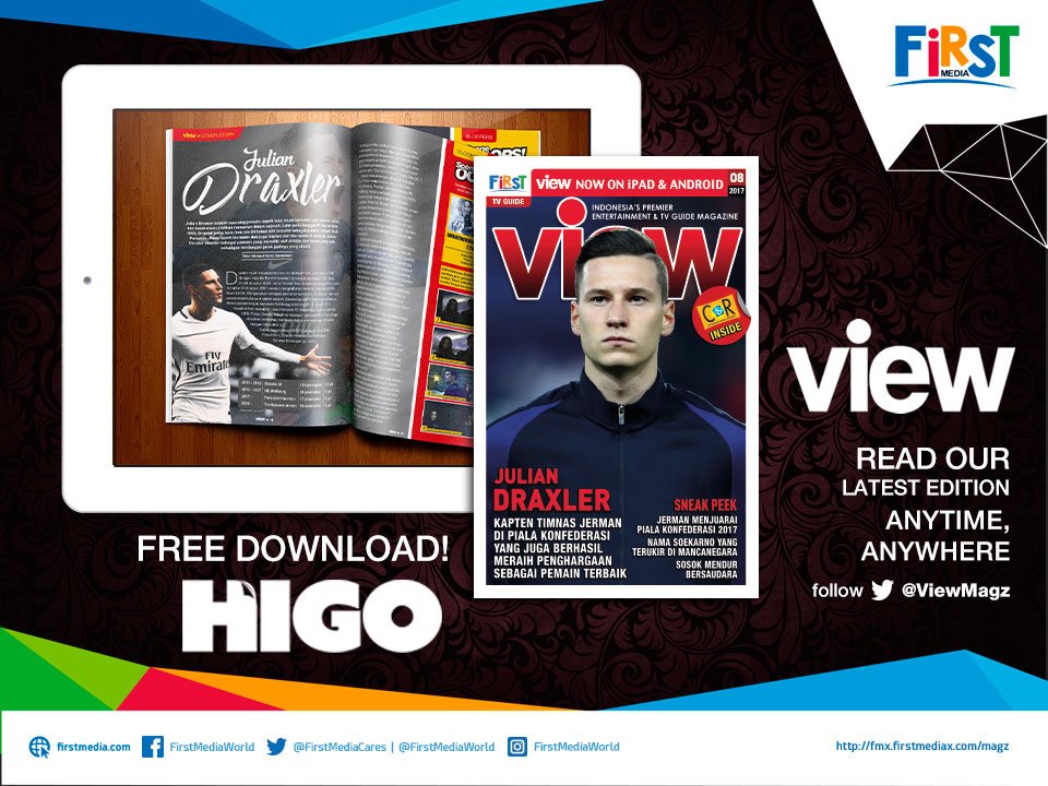 FirstMediaWorld's tweet photo. Julian Draxler, kapten timnas Jerman yang juga peraih penghargaan sebagai pemain terbaik, simak di @viewmagz edisi Agustus via @HIGOapps https://t.co/W9sA3zYKss