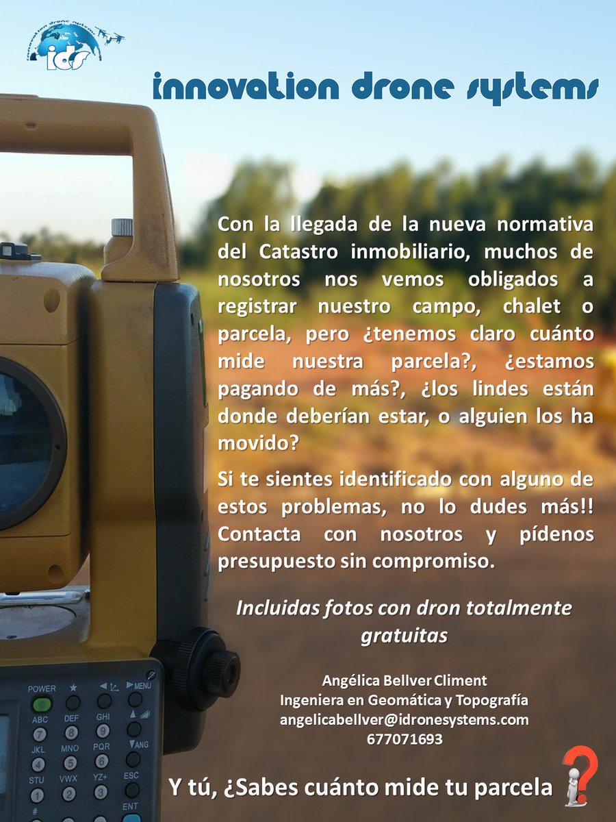 idstopografia's tweet photo. Y tú, ¿Sabes cuánto mide tu parcela? #Catstro #Georreferenciación #GML #Topografía https://t.co/TPEy5oOBy5