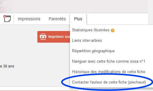 desRacines's tweet photo. @Petronille76 @geneanet Cool ! Tu trouveras le lien pour contacter l'auteur de la fiche ici (voir capture) https://t.co/fbNN3P8Oul
