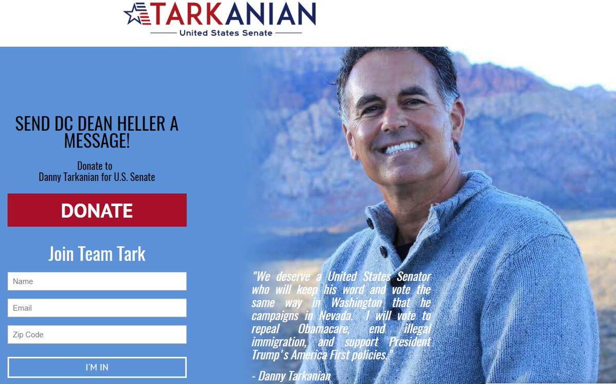 ScottPresler's tweet photo. 🚨ATTENTION🚨

Dean Heller (R-NV) has a Republican primary challenger: @DannyTarkanian.

Rally behind this Trump supporter. 
#TuesdayThoughts https://t.co/aJeKXixPCx