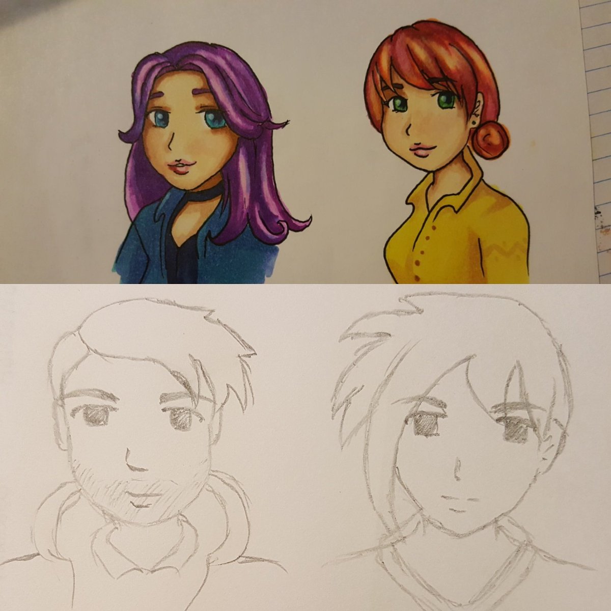 PurityRayne's tweet photo. My #stardewvalley faves (plus Penny). Abigail is my wife, Penny is @geminirat84 wife. Shane and Sebby are my secret loves. Esp Shane lol https://t.co/p4D66LeFxB