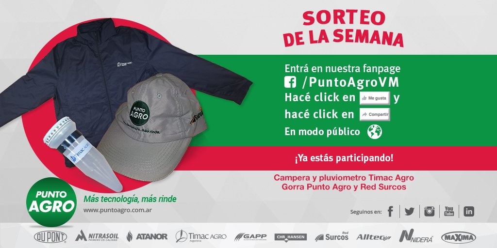 puntoagrocomar's tweet photo. Ya lanzamos el sorteo de la semana #PuntoAgro. Participa entrando en nuestra Fanpage: https://t.co/vb5sqnF2sO https://t.co/RQBhwn5hY0