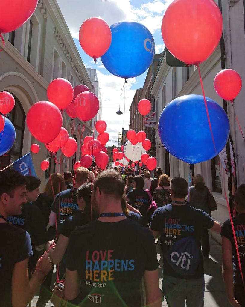 Citi's tweet photo. #Citi colleagues participated in the Belfast Pride Parade last weekend. #CitiPride #MakeProgressPossible https://t.co/4oLfKgzIb5