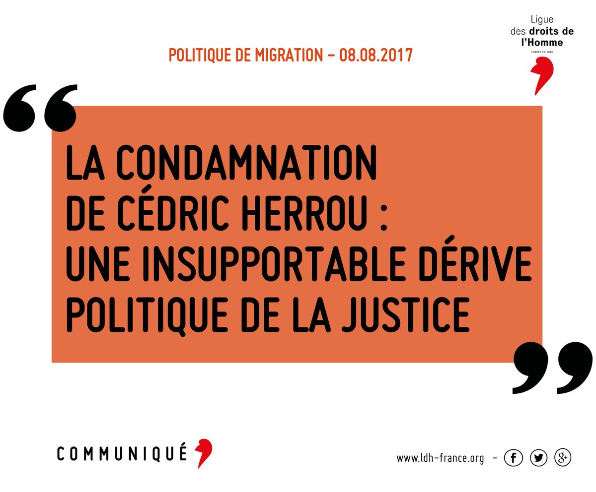 [CP] Suite à la condamnation de #CedricHerrou à 4mois de prison avec sursis la #LDH lui assure sa totale solidarité!
frama.link/SolidariteCedr…