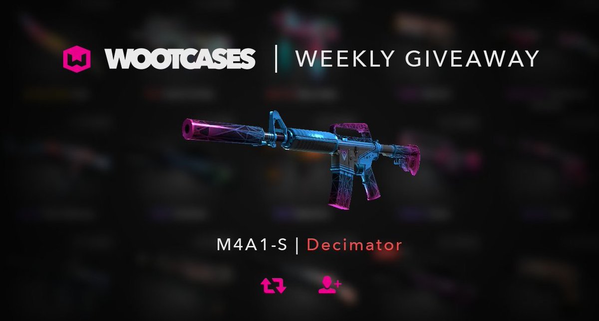 🔥 M4A1-S | Decimator GIVEAWAY!

-RT &amp; Follow
-Turn on notifications
-Tag 3 Friends
-Visit wootcases.com

24hs! GL #CSGOgiveaway