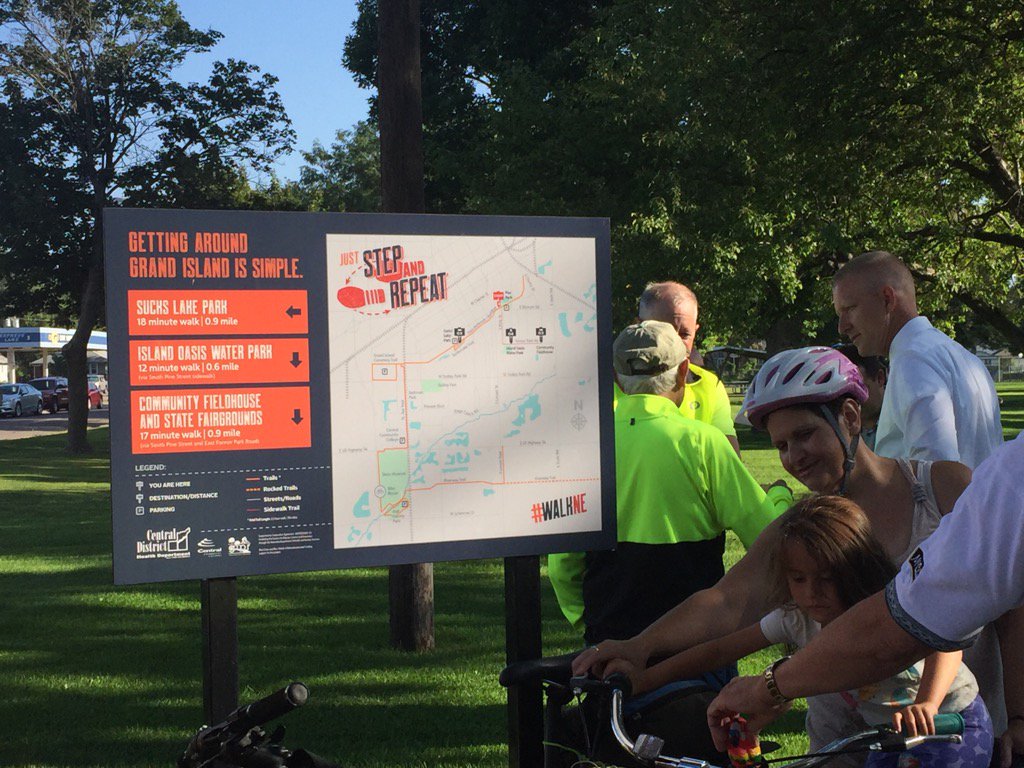 camiwellsrd's tweet photo. Gorgeous morning for ribbon cutting at Pier Park to highlight new signage for Grand Island hike/bike trails #walkne https://t.co/JEOzhetlTV