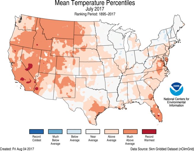 July 2017 was 10th warmest July on record for the contiguous USA says <a href="/NOAANCEIclimate/">Auto Detailing</a> bit.ly/2vHbpfL #StateOfClimate