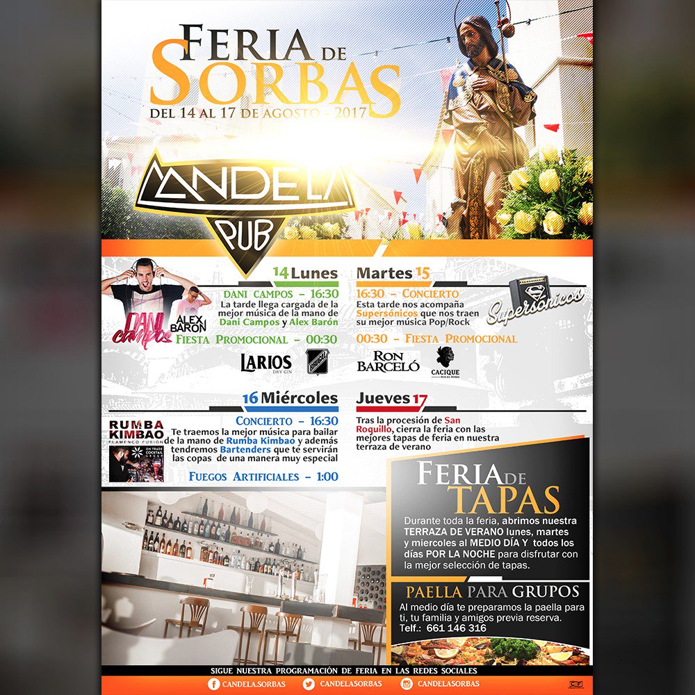 candelasorbas's tweet photo. Menos de una semana para que de comienzo la #Feria!! El mediodía, será muy especial en Candela. !!Feria de Tapas!! #sorbas #party https://t.co/t1aJjTi7Kx