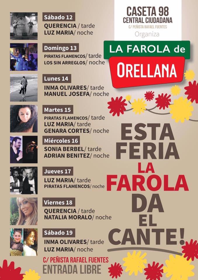¡Cartelazo de artistas en la caseta de nuestros hermanos de @FarolaOrelllana en el #CortijoDeTorres esta #FeriaMLG! ¡Te esperamos! 💃💃💃💃