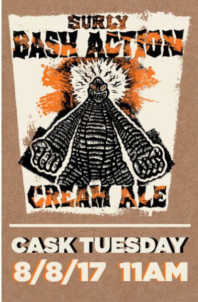 surlybrewing's tweet photo. Today's #CaskTuesday selection: Bash Action Cream Ale. Pouring now. https://t.co/KlVoSjpOqX