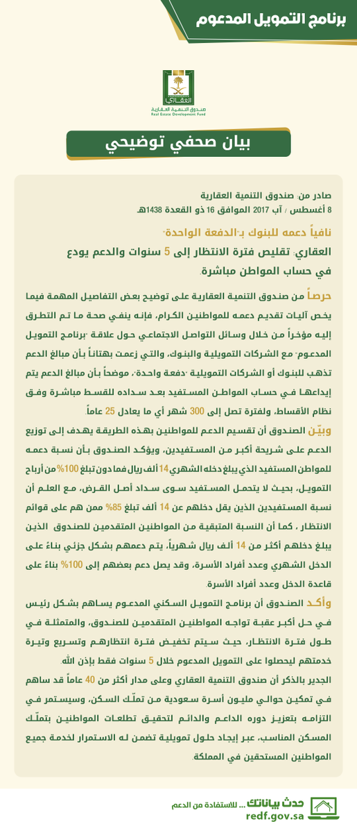 بيان صحفي من #الصندوق_العقاري