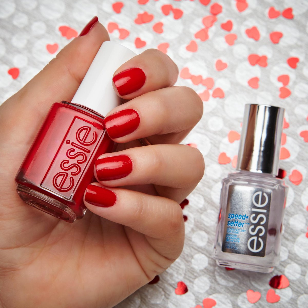essie's tweet photo. #reallyred + #speedsetter = ❤️ our color of the month has us falling in love over & over again– share your #reallyred manis using #essielove https://t.co/61LiXVLRdX