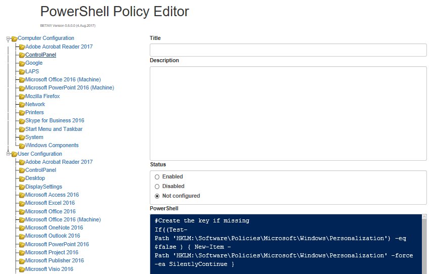 roger_zander's tweet image. New Tool: PSPEditor, a Policy-Editor that returns #PowerShell ... pspeditor.azurewebsites.net