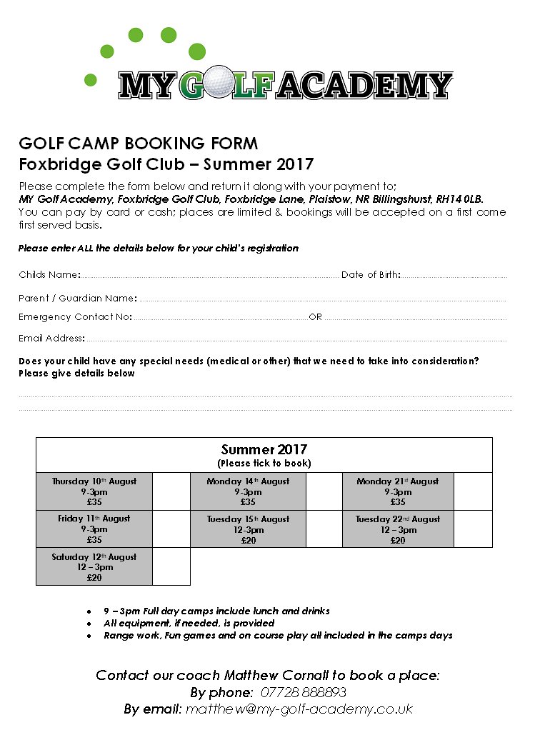FoxbridgeGC's tweet photo. Summer Camps @FoxbridgeGC for budding Junior golfers... https://t.co/X0Y3WVYpfZ