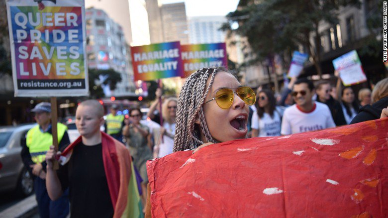 CNN's tweet image. Australia could legalize same-sex marriage by as early as the end of this year cnn.it/2vBGNMT