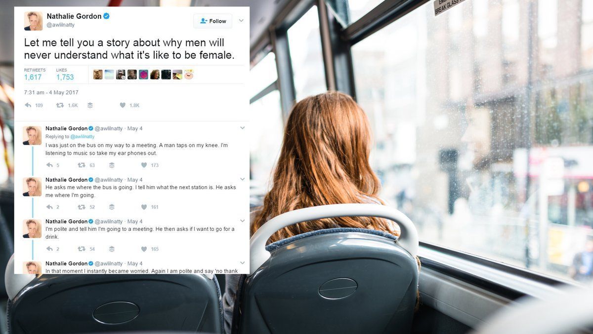 StylistMagazine's tweet photo. This woman’s frighteningly relatable story has gone viral on Twitter https://t.co/VxpINa1X3j #everydaysexism https://t.co/36zXFnpwn6