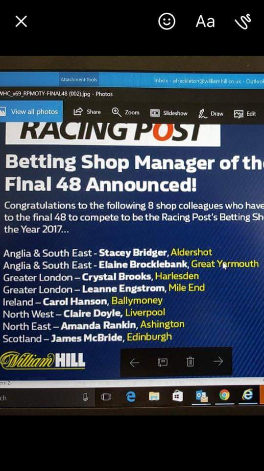 Well done Claire for making the final 48, well deserved. #racingpostmanageroftheyear <a href="/WHRegion6/">Region 6</a> <a href="/BroadLane_LBO/">BroadLane_LBO</a> <a href="/whcluster283/">whcluster283</a>