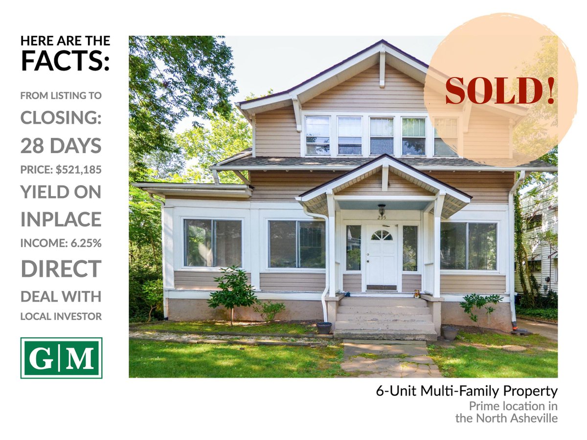 gmpropertygroup's tweet photo. JUST SOLD: North Asheville Multi-Family #asheville #CRE #multifamily #sold #828isgreat #NorthCarolina #livenc #realestatepurchase #avlbiz https://t.co/8dePiTrZVr
