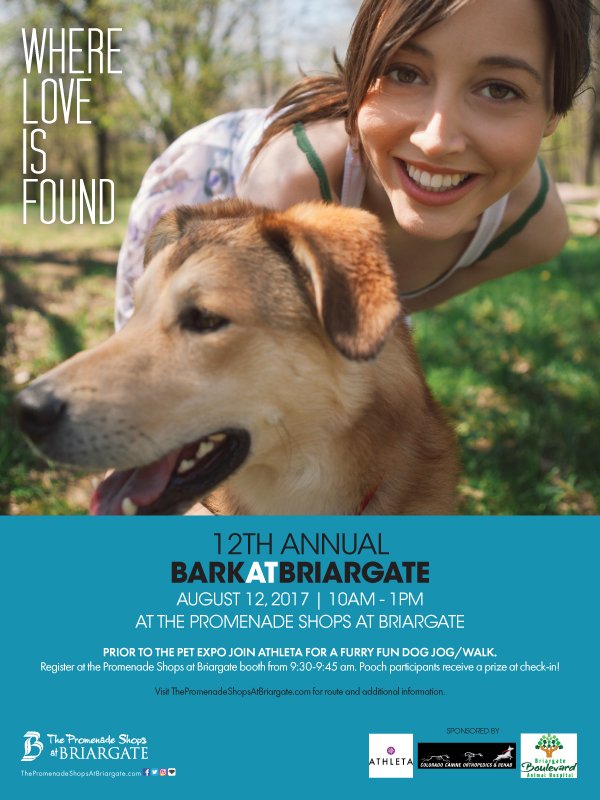 ShopsBriargate's tweet photo. Join @AthletaBriargte's Dog Jog/Walk during Bark at Briargate this Saturday. Leashed furry friends are welcome! https://t.co/aVPnby8hVi https://t.co/5eRZhuLZj7