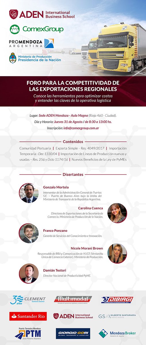 MartinJClement's tweet photo. Próximo evento #Comexgroup en Mendoza! 31/8/17 Vienen @gonzamortola @cuenca_carolina @francoponzano @NMoraniB y @damiantestori @promendoza https://t.co/9xwuccCIaX