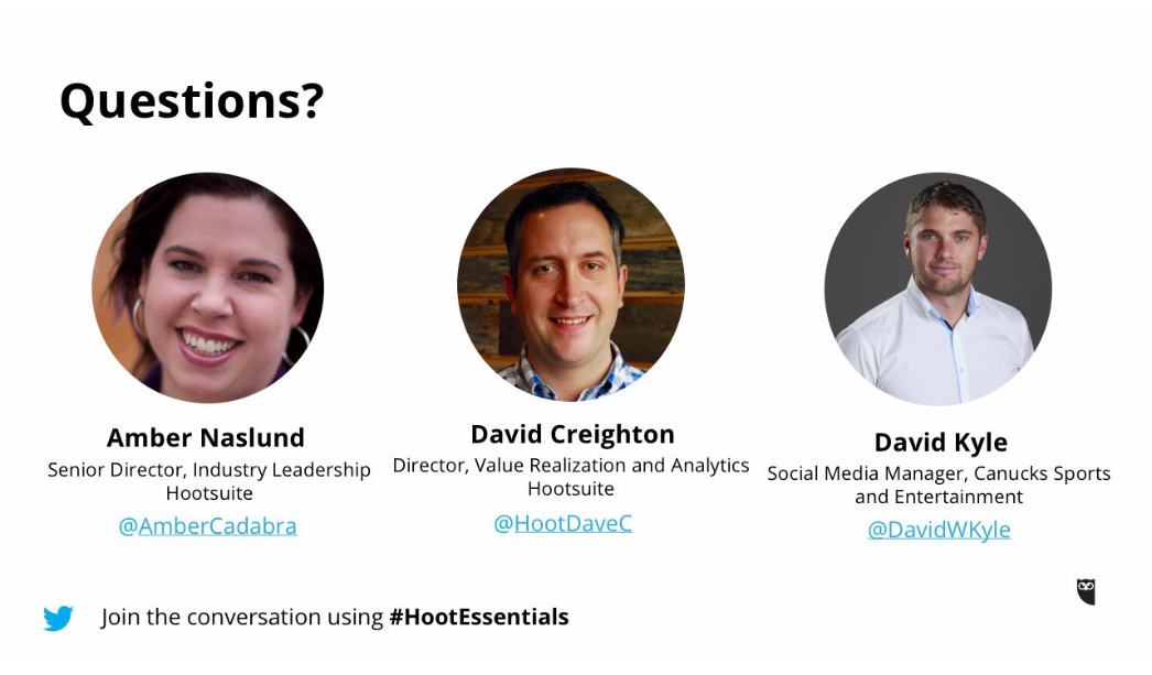 EyeceSeyeren's tweet photo. Thanks for all your insight in today's #webinar
@AmberCadabra @HootDaveC @davidwkyle
#TuesdayThoughts #HootsuiteEssentials #Ulistic #TeeVee https://t.co/mO87NUnfcV