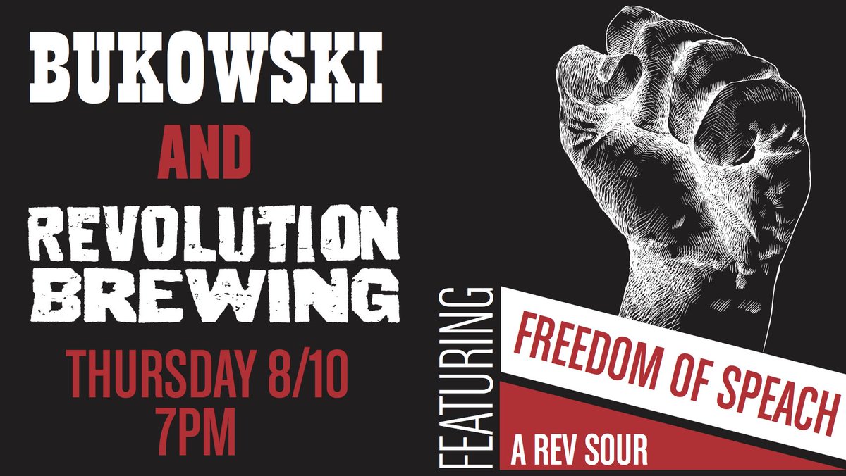 bukowskitavern's tweet photo. This Thursday, we're having a going away party for Amelia from @RevBrewChicago! 

Tapping: Freedom of Speach, Citra Hero, Rosa https://t.co/c9T8BzPYsz