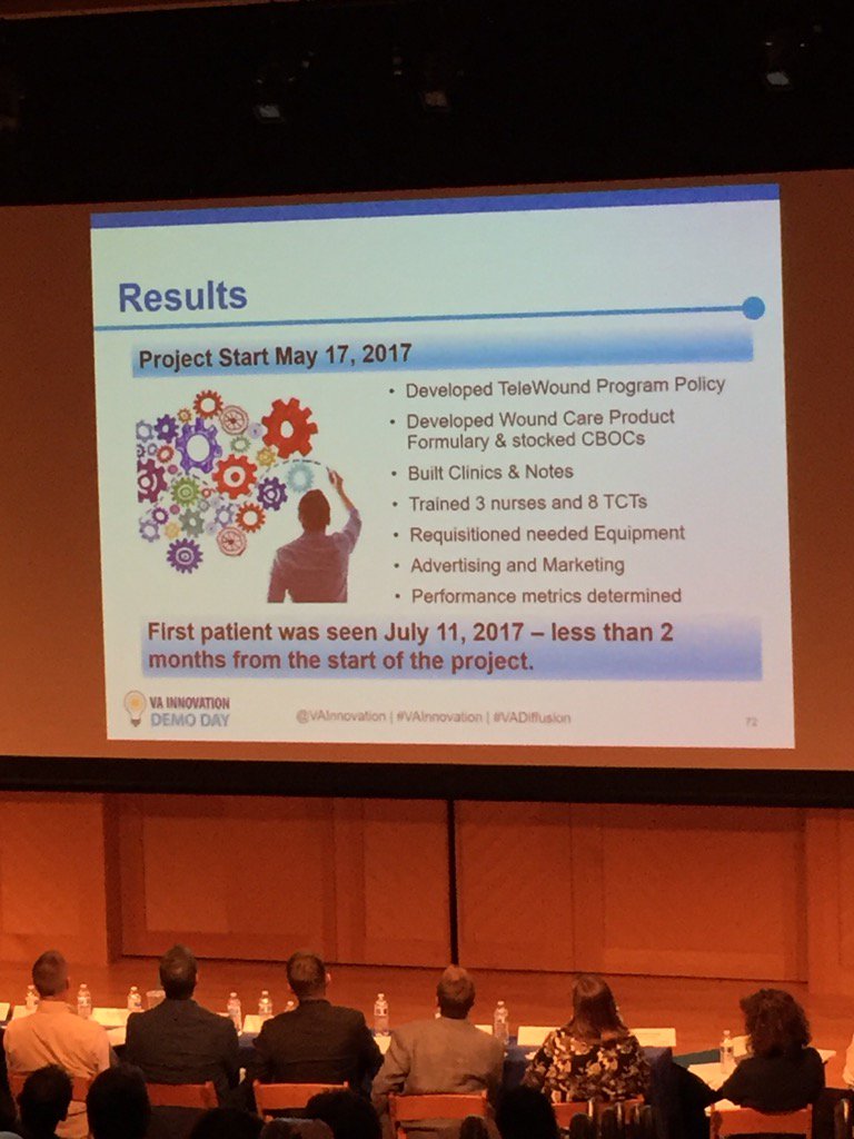 Peterjpratt's tweet photo. @VARoseburg highlighting #VAInnovation #VADemoDay leveraging #telehealth for wound care. #PX by #LeeBeckerDC https://t.co/aiCON43ZWa