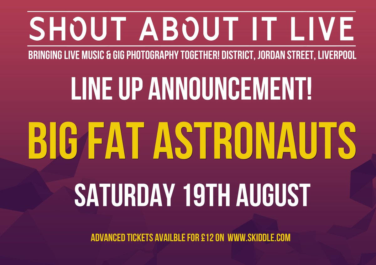 ANNOUNCEMENT: We have added post-punk/doom-funk lads <a href="/BFAstronauts/">BIG FAT ASTRONAUTS</a> to our Saturday line up! Tickets available on Skiddle!