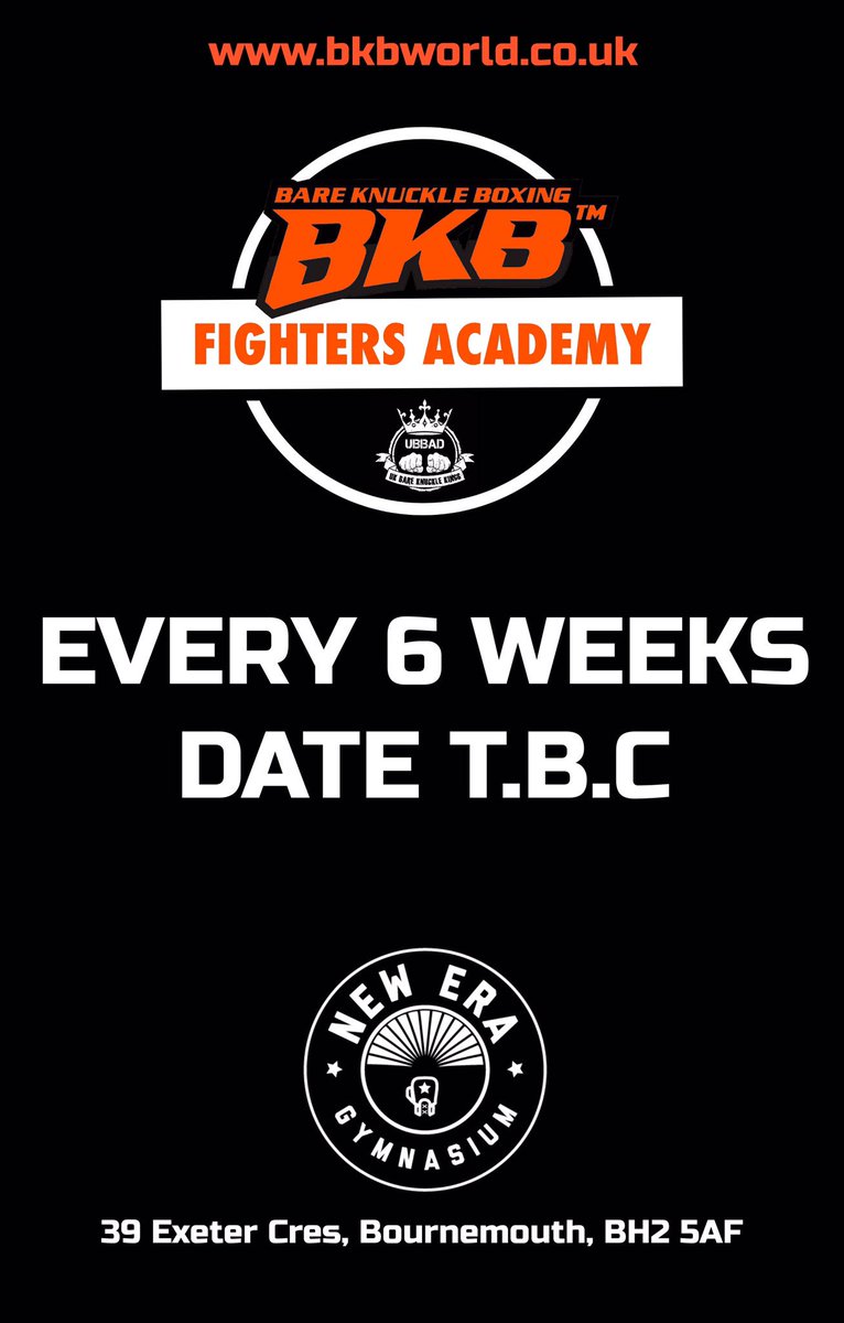 mum8le82's tweet photo. Coming soon @bkb_official1 fighters academy at New Era gymnasium in Bournemouth #bkb #ubbad #bareknuckleboxing https://t.co/YLkcrLFa9i