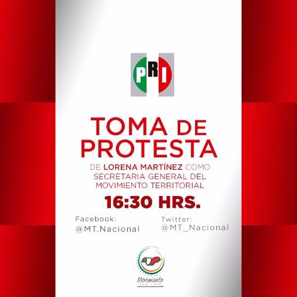 PRI_Nacional's tweet photo. En unos momentos más, @LorenaMartinez rinde protesta como Secretaria General del @MT_Nacional. #EnMovimientoPorTi https://t.co/UHC2dJbvig