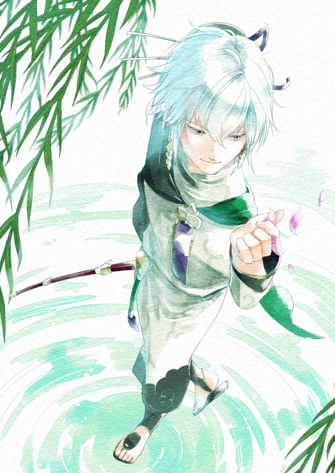 Saya En Twitter リクエストボックスより 戦国無双 太公望 無双オロチ未プレイなのですがキャラだけでも描けて良かったです W 少年っぽい顔立ちと言動のギャップが素敵なのにどーしても大人っぽくなっちゃうな 水彩の練習もしてみたかったので試しにやってみ