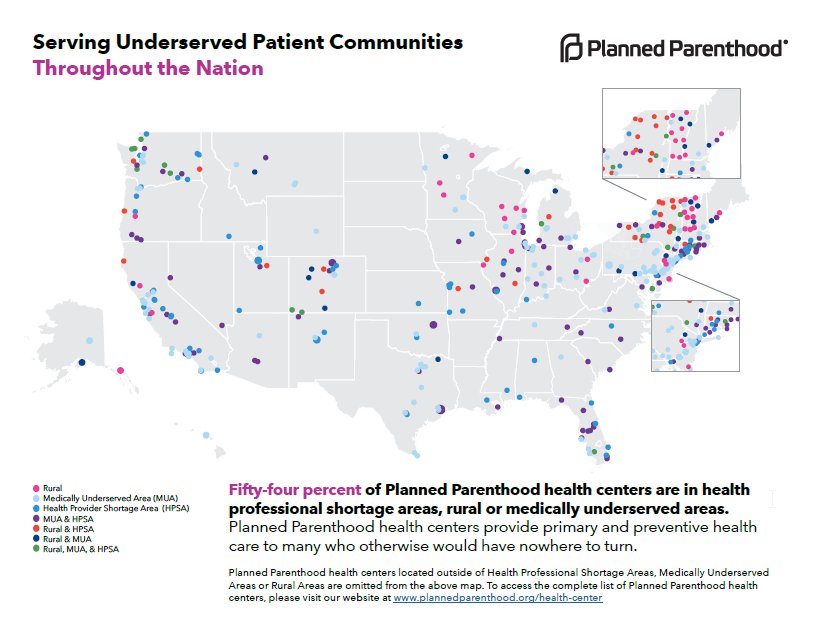 CecileRichards's tweet image. Fact: over half of Planned Parenthood health centers are in health professional shortage areas, rural or medically underserved areas.