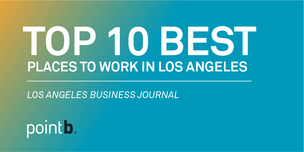 PointB's tweet photo. #PointBSoCal has been named a top 10 best place to work by @LABJnews. Congratulations team! https://t.co/lSoIvxUsQK https://t.co/PiQkkGEbfn