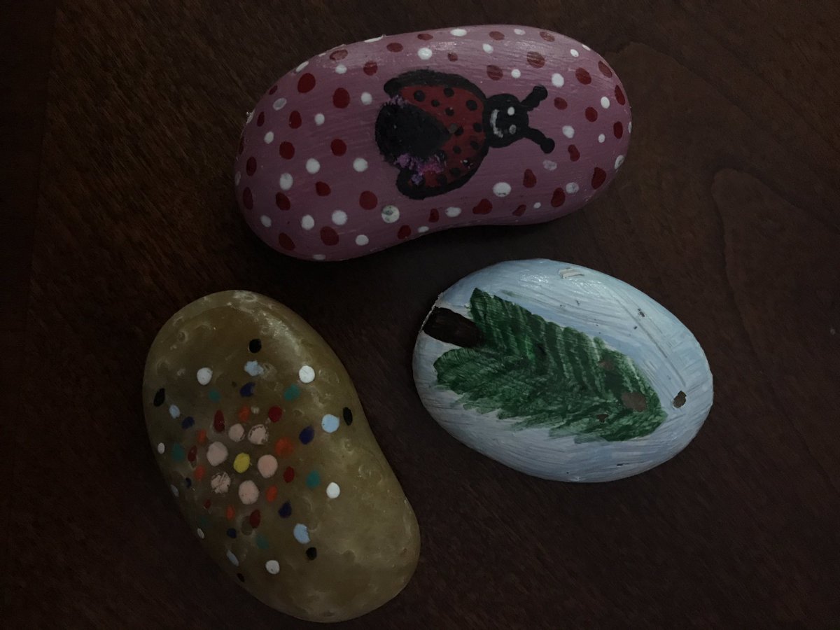 cofcpaintrocks's tweet photo. hiding these three beauts at Independence Oaks today :) post a pic of one if you find one! keep or rehide - do as you wish! https://t.co/8YQ7S5Sx6m