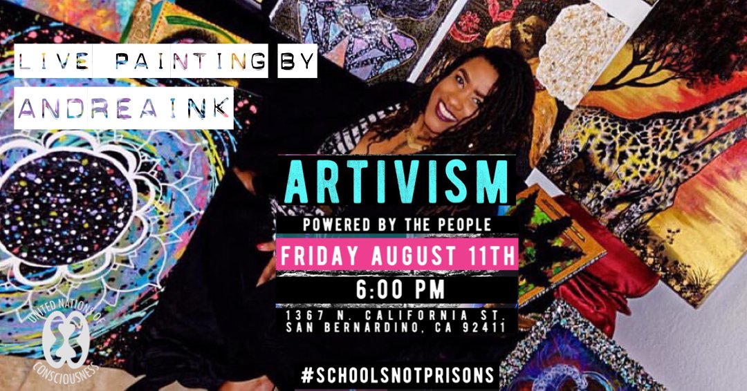 unclife1's tweet photo. Come enjoy live painting by @andrea_loveink 💕and have a chance to win one of her amazing art pieces! ✊🏿#schoolsnotprisons #unclife https://t.co/2IDyuOz6Fv