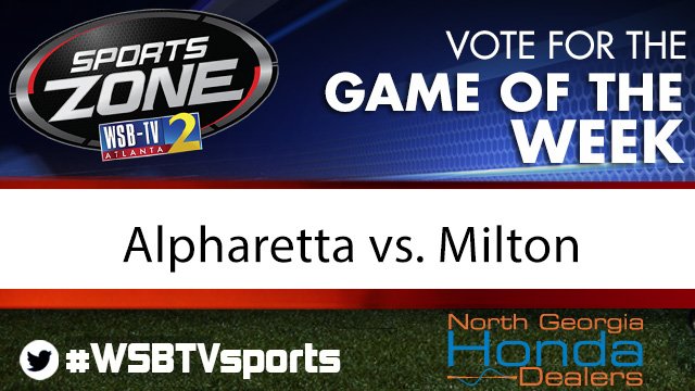 WSBTVsports's tweet image. Should @wsbtv cover  @AHSFootball vs @MiltonHighSch  on Aug 18? Vote: 2wsb.tv/hsfootball 
Each RT counts as a vote too! 🏈 
#WSBTVsports
