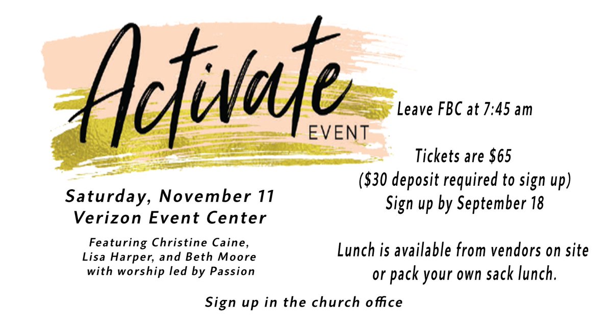 Ladies! Sign up and pay for the Activate Conference here! ht.ly/wD4N30eevEg